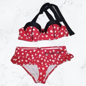 Minnie Mouse Torrid swimsuit, two piece,  red white and black, size m, worn once